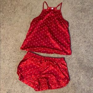 Gilligan & Omalley Red faux satin pajamas